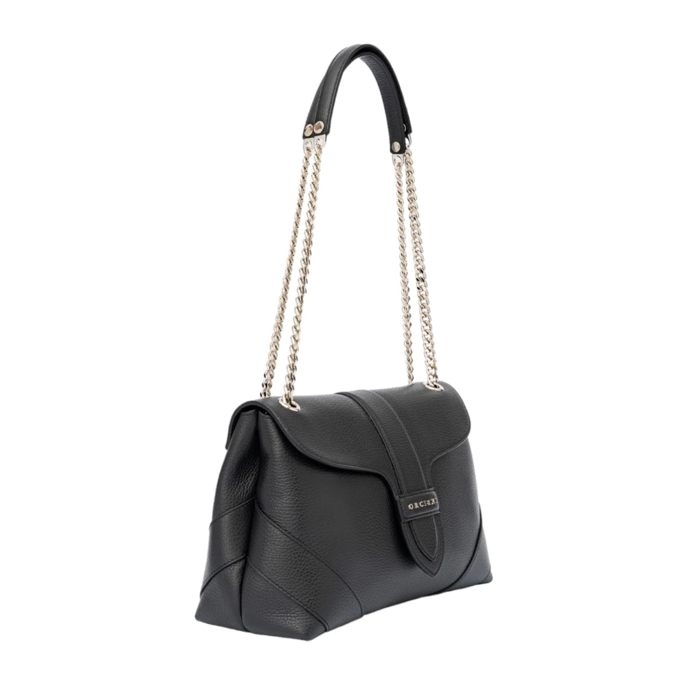 Orciani Zwarte Leren Dames Schoudertas Black Dames