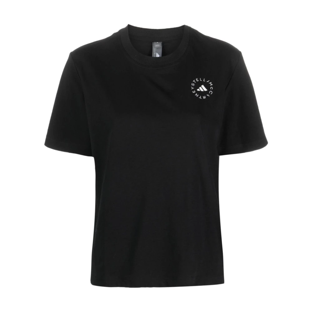 Adidas by stella mccartney Zwarte TrueCasuals T-shirt met Logo Print Black Dames