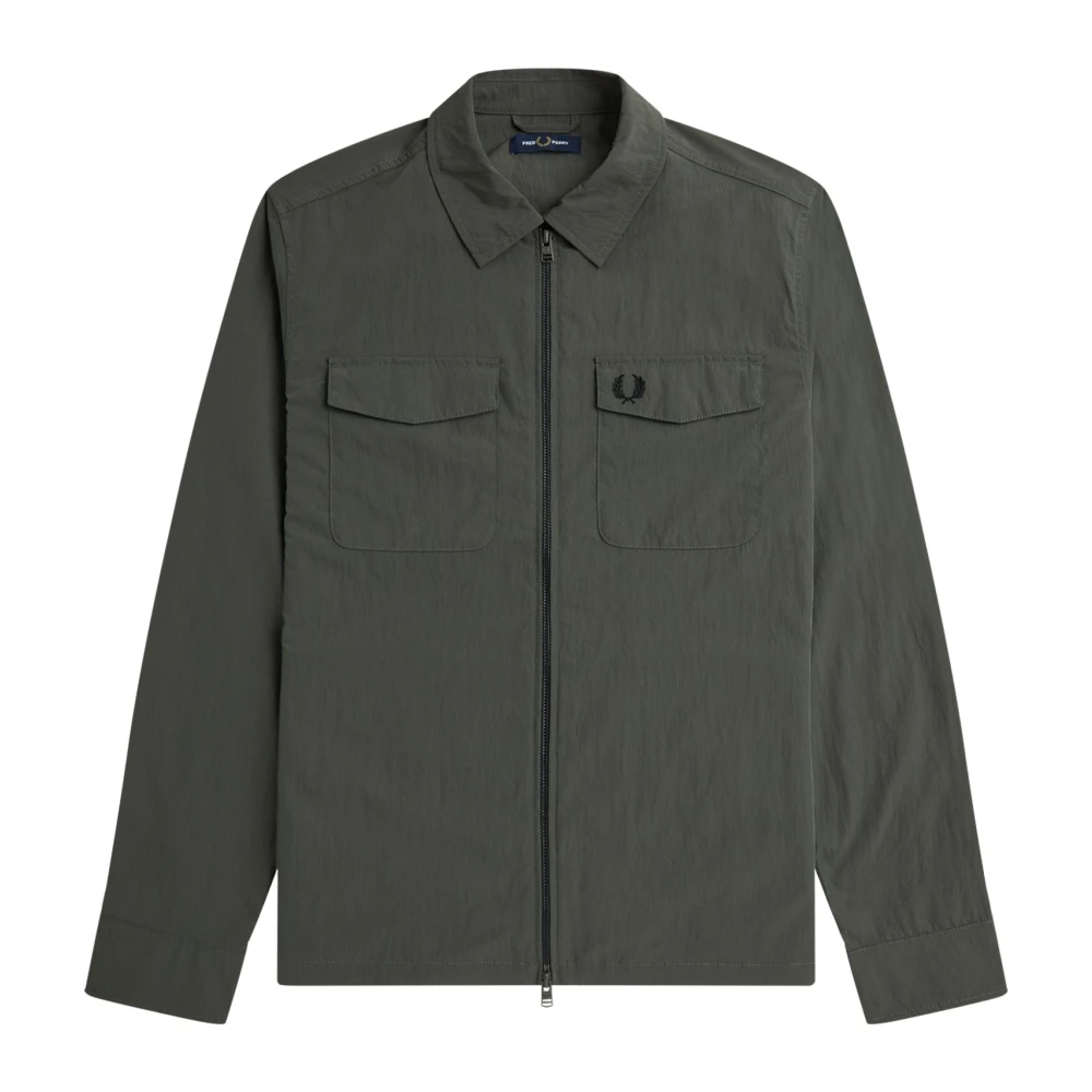 Fred Perry Groene Utility Shirt met Rits Green Heren
