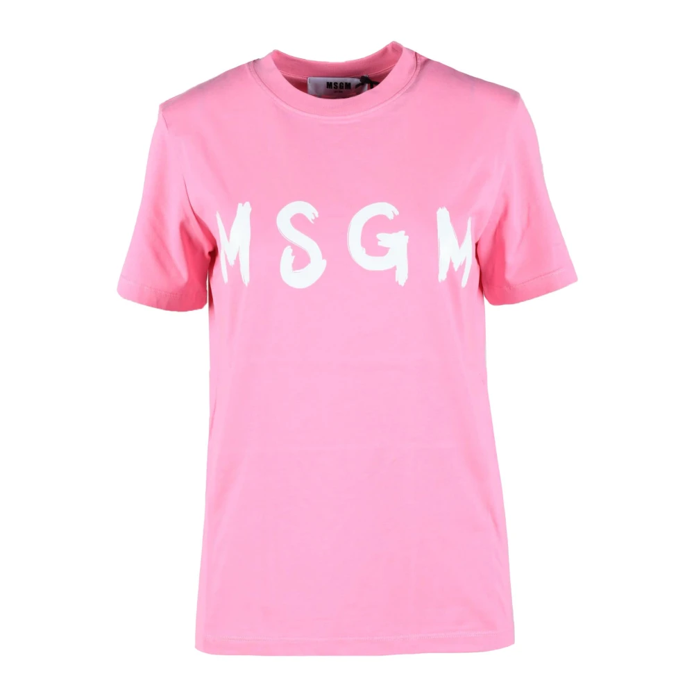 Msgm Katoenen T-shirt met Unieke Stijl Pink Dames