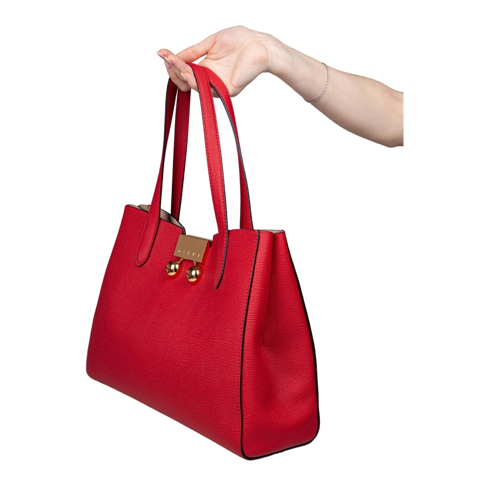 Marni Rode leren tas met dubbele handgreep Red Dames