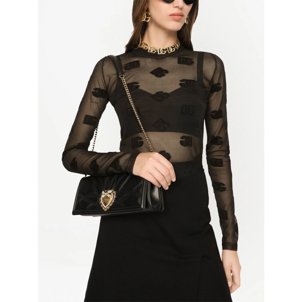 Dolce & Gabbana Zwarte Leren Crossbody Tas Black Dames