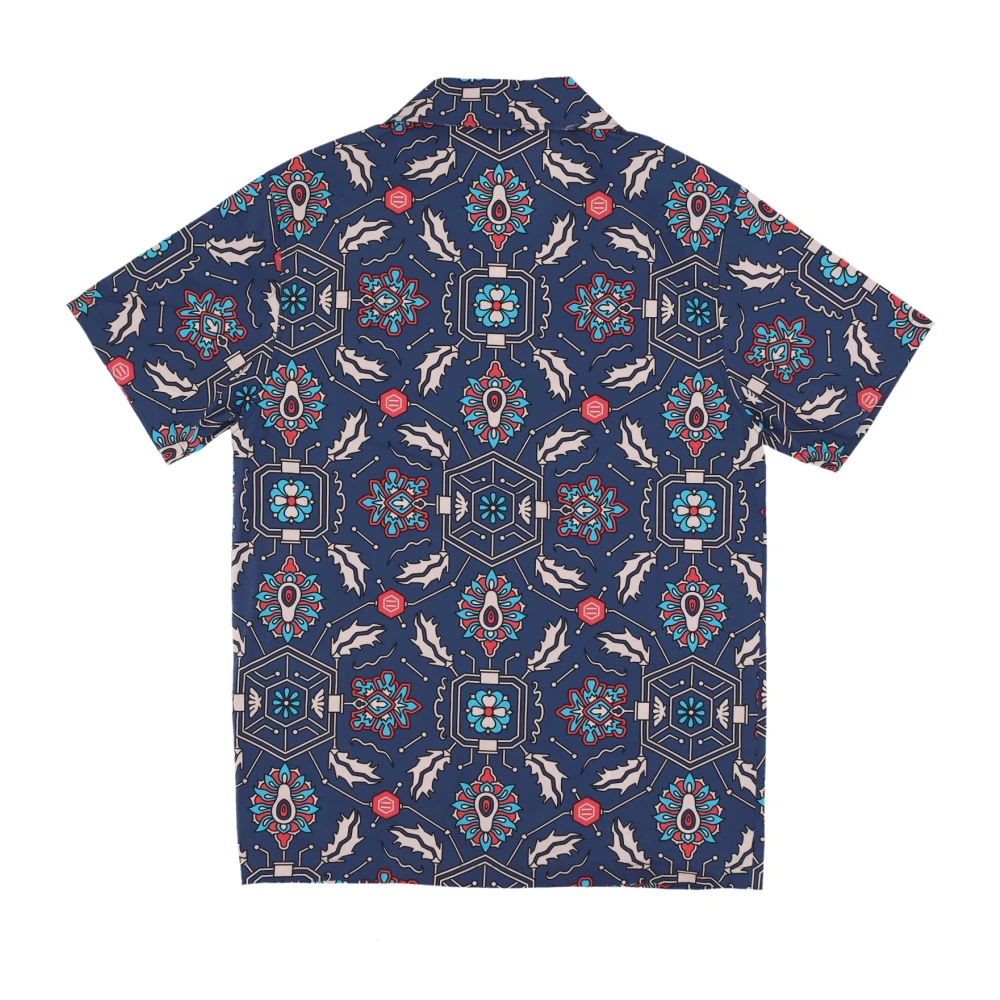 Dolly Noire Blauwe Fronds Tapestry Bowling Shirt Multicolor Heren