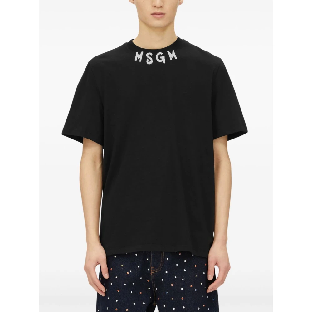 Msgm Katoenen T-shirt met uniek ontwerp White Heren