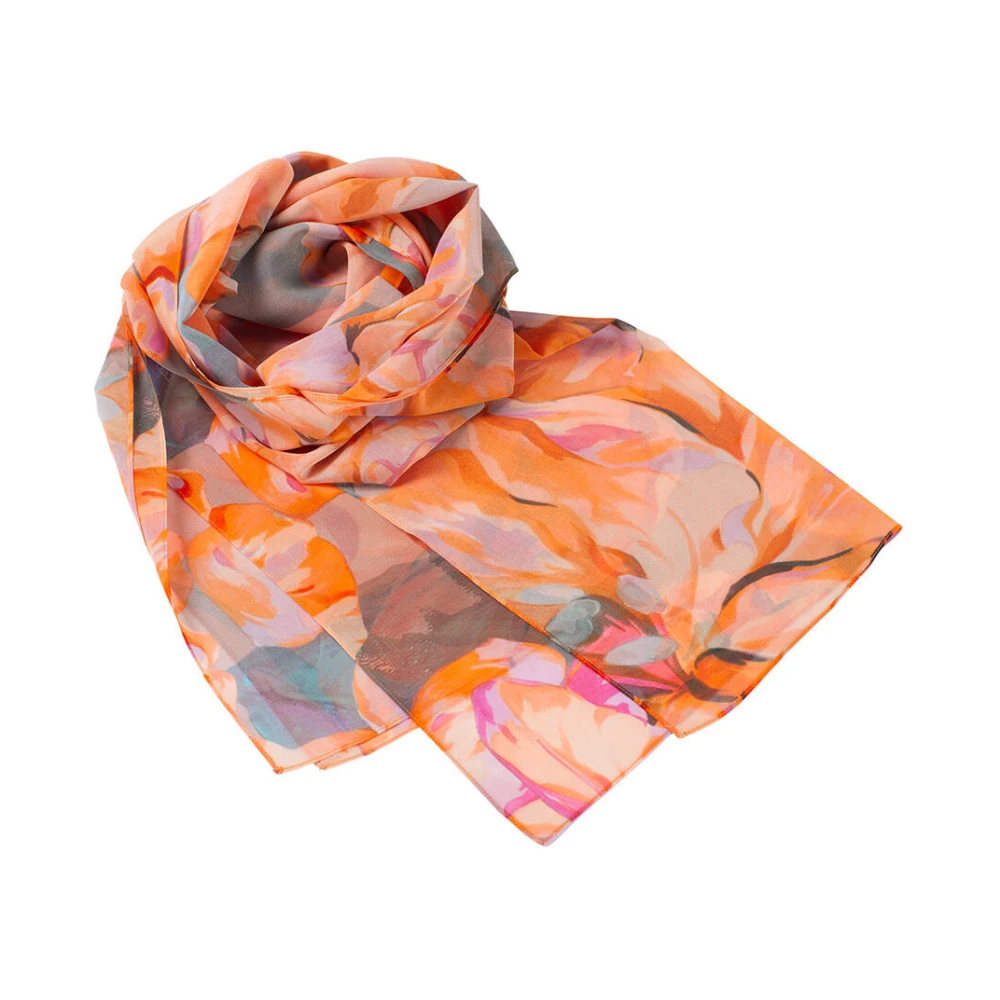 Swing Bloemenprint Chiffon Jurk Orange Dames