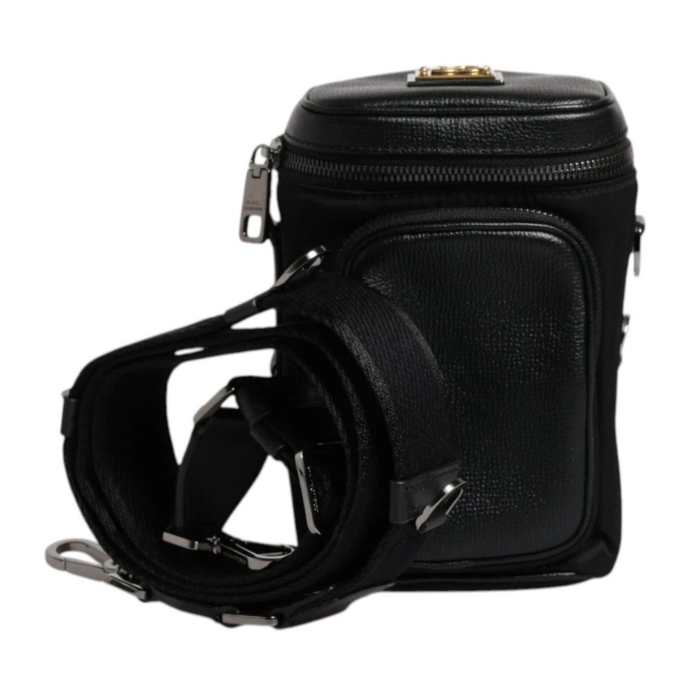 Dolce & Gabbana Zwarte leren Crossbody cameratas Black Heren
