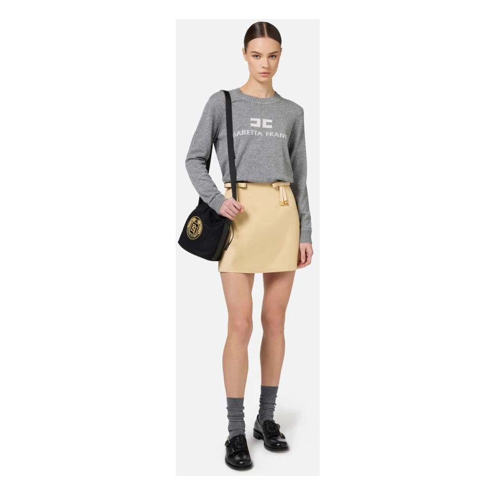 Elisabetta Franchi Kasjmiermix Jersey met Logo Gray Dames