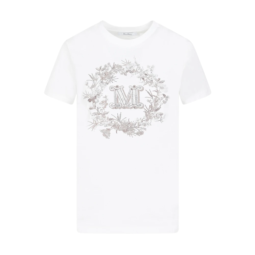 Max Mara Witte Katoenen T-shirt met M Monogram White Dames