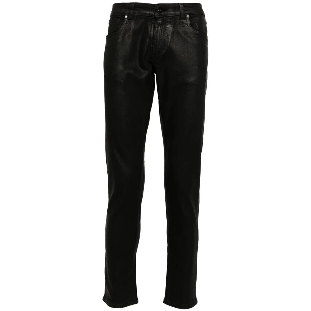 Salvatore Santoro Zwarte Denim Coated Tapered Leg Jeans Black Heren