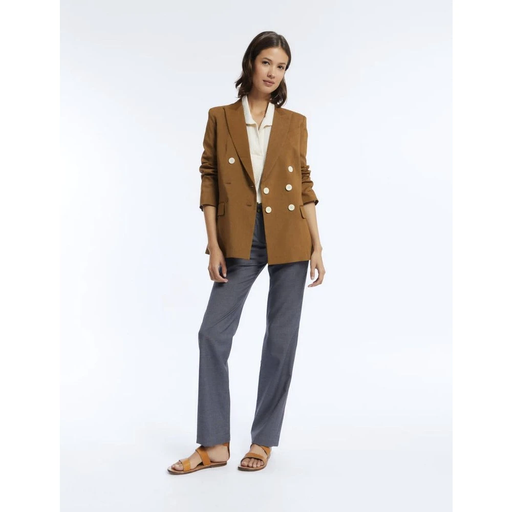 Ines De La Fressange Paris Ezio jas in bruin linnen Brown Dames