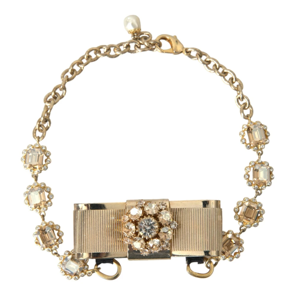 Dolce & Gabbana Women's Yellow Crystal Bow Chain Choker Necklace