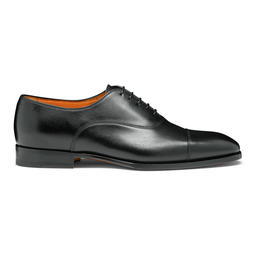 Santoni Men's Black Dress Shoes, 11 Uk, Leather Oxford Shoe