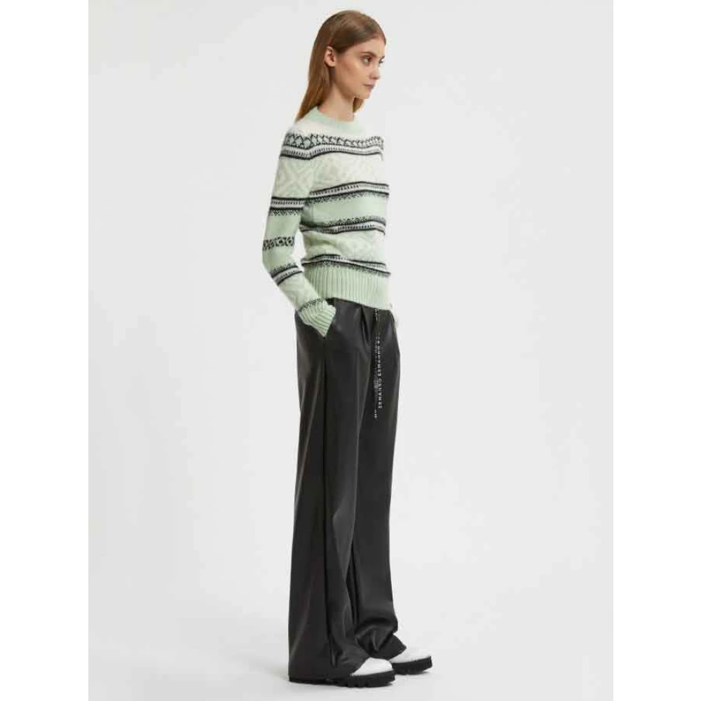 Ermanno Scervino Zwarte leren broek Mf099 Black Dames