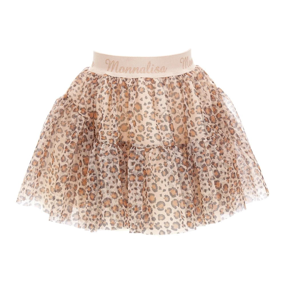 Monnalisa Girls Multicolor Kids Skirts, 4 Y, Tulle Skirt In Animalier Print