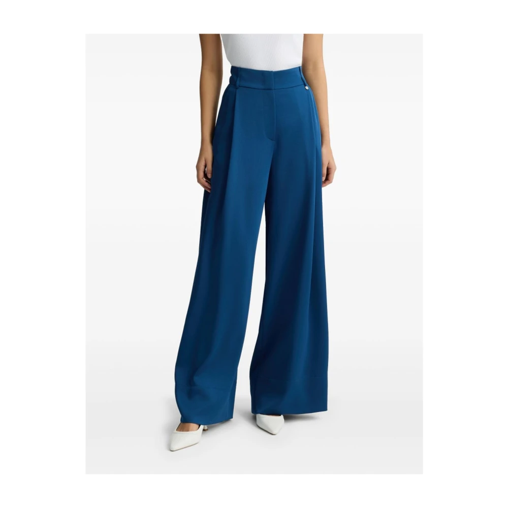Liu Jo Saffierblauwe Box-Pleat Broek Blue Dames