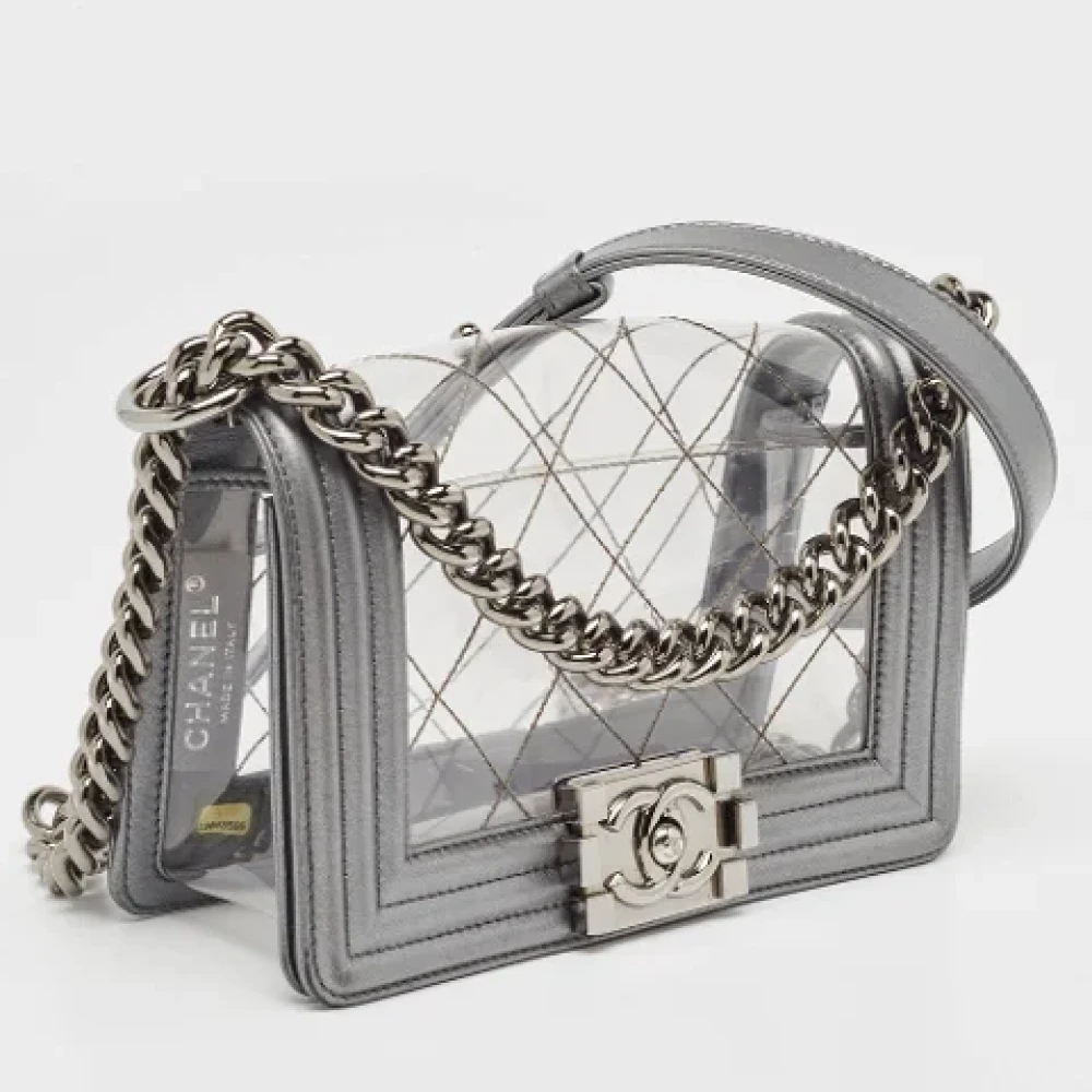 Chanel Vintage Pre-owned Leather shoulder-bags Gray Dames