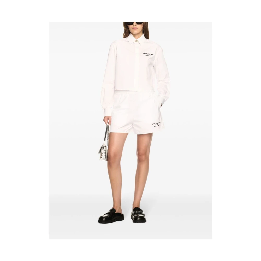 Off White Shorts met elastische tailleband en zakken White Dames