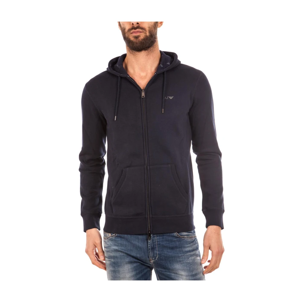 Armani Jeans Blue Zip-Throughs, Male, 2XL, Hooded Sweatshirt
