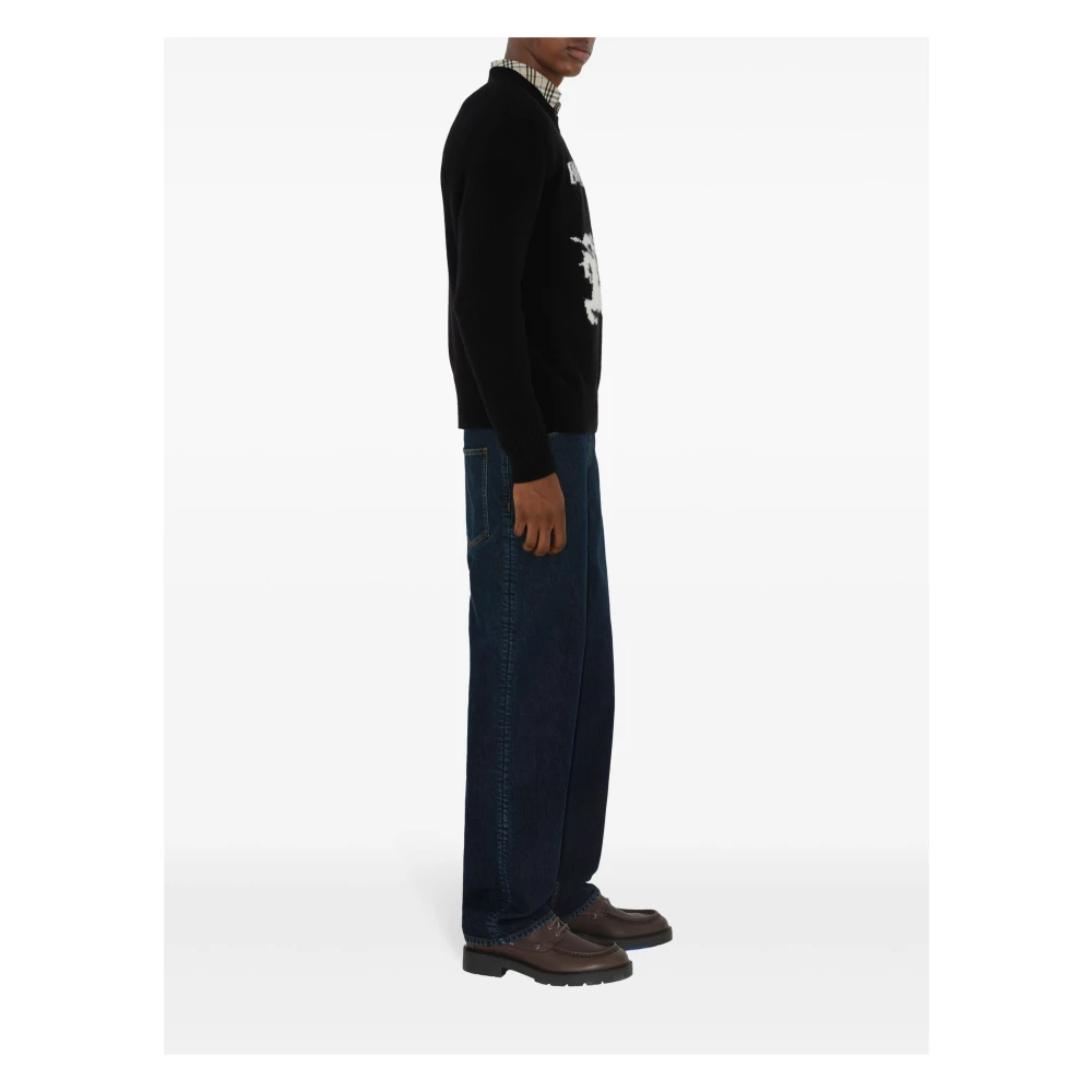Burberry Zwarte Gebreide Crew Trui Black Heren