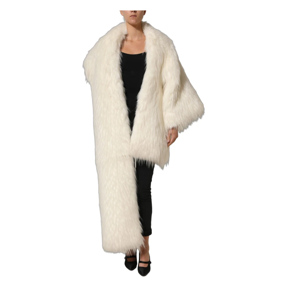 Dolce & Gabbana White Overcoat Jacket - Female - Faux Fur & Shearling Jackets - S - Jackets