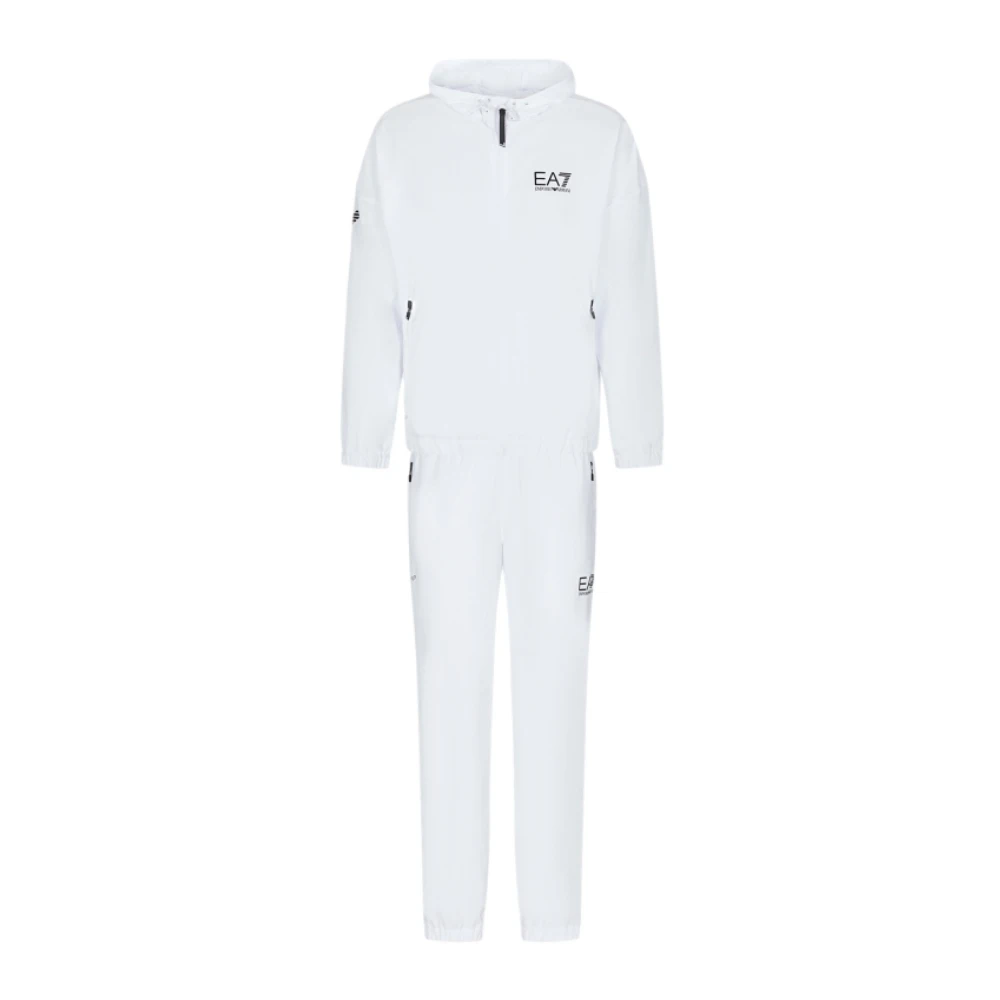 Emporio Armani EA7 Witte hoodie met voorlogo White Heren