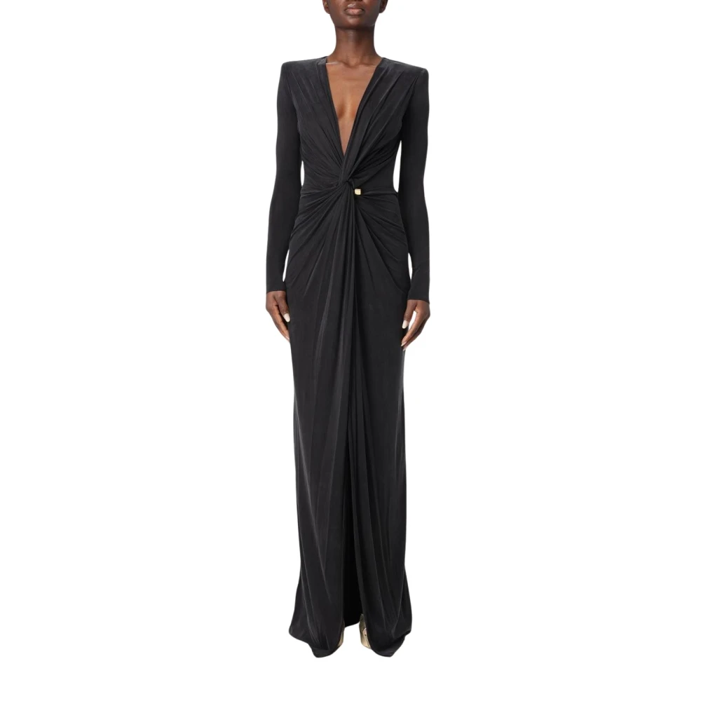Elisabetta Franchi Women's Black Sophisticated Maxi Draped Dress