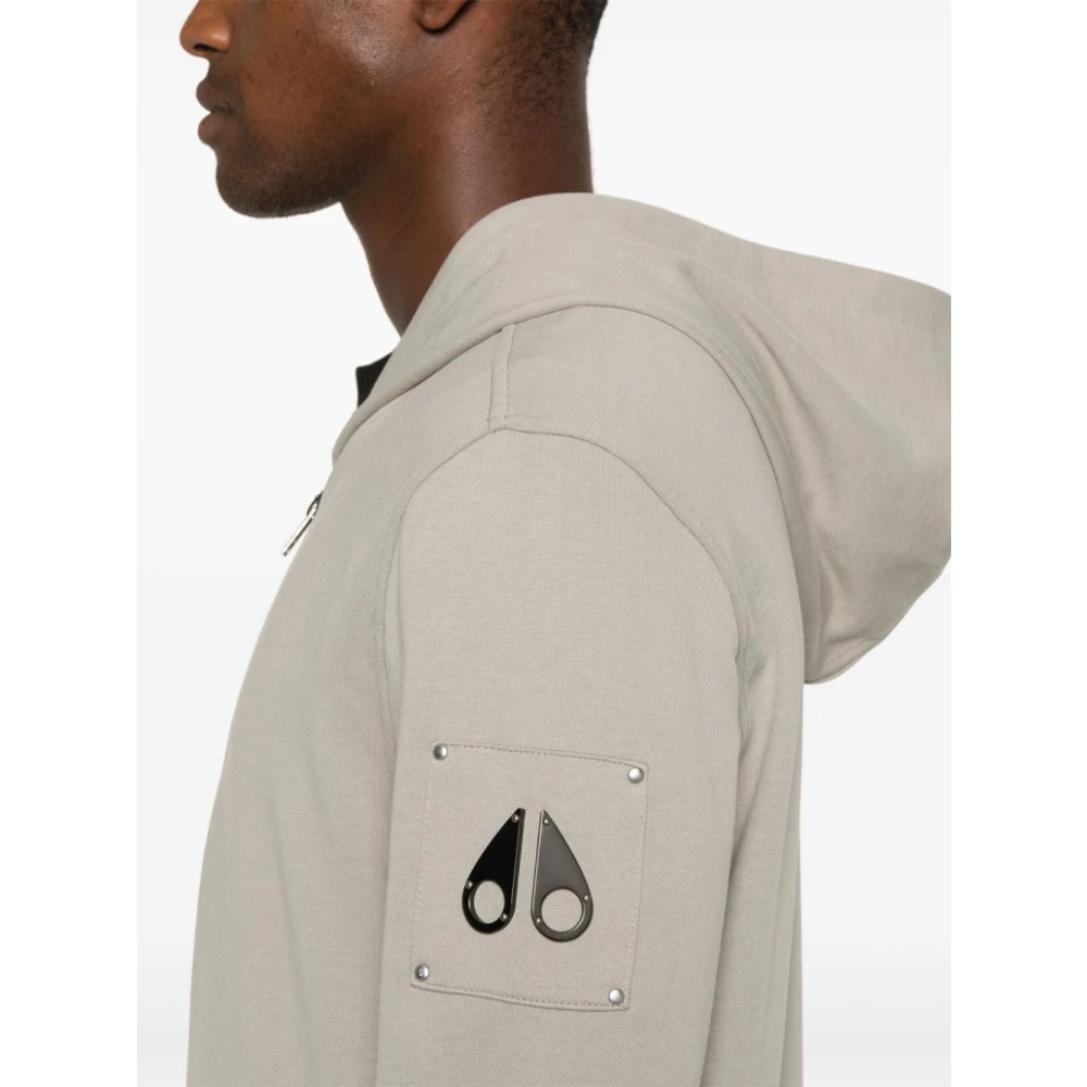 Moose Knuckles Grijze Hoodie met Rits 100% Katoen Gray Heren