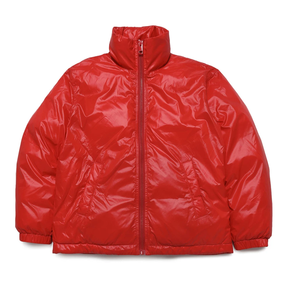 Diesel Unisex Red Winterjackets,, Quilted Logo Jacket Size 16 Y Kids