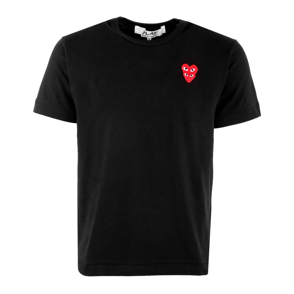 Comme des Garçons Play Logo Patch T-shirt met ronde hals Black Heren