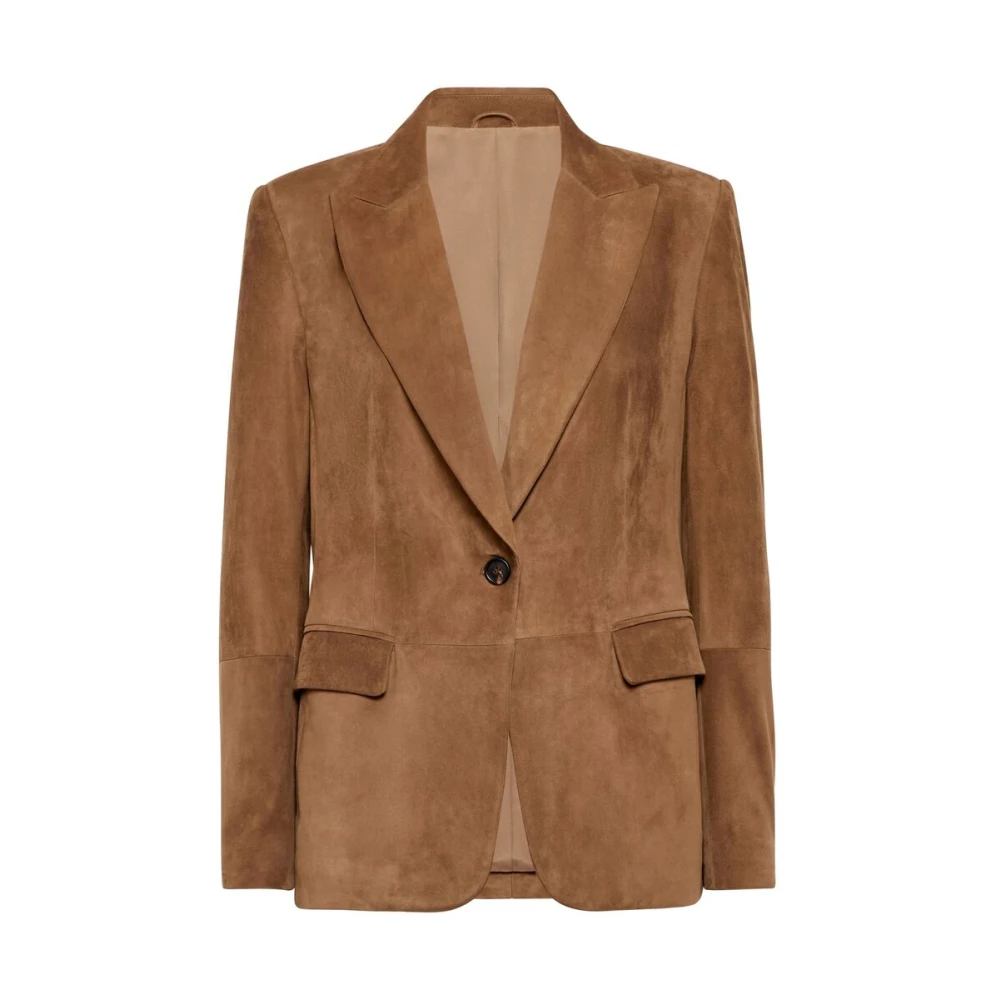 BRUNELLO CUCINELLI Bruine Geknoopte Jas met Zakken Brown Dames