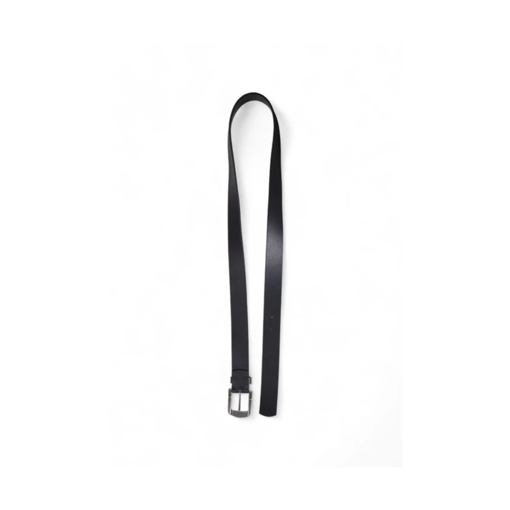 Calvin Klein Zwarte Leren Riem voor Mannen Black Heren