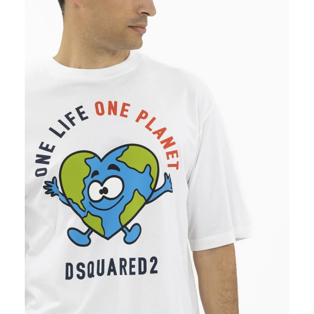 Dsquared2 Buddy Earth T-Shirt White Heren