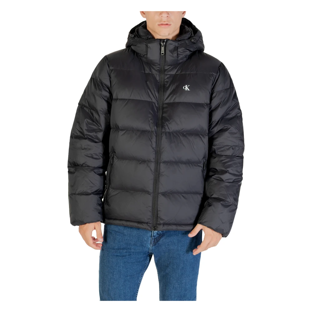 Calvin Klein Jeans Men's Black Winter Jackets, Xl, Ls Nylon Zip Off Hood