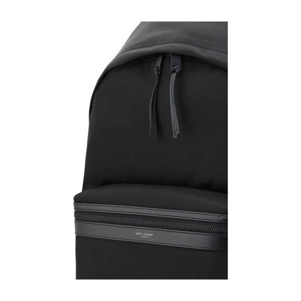 Saint Laurent Stijlvolle stadsrugzak met leren details Black Heren