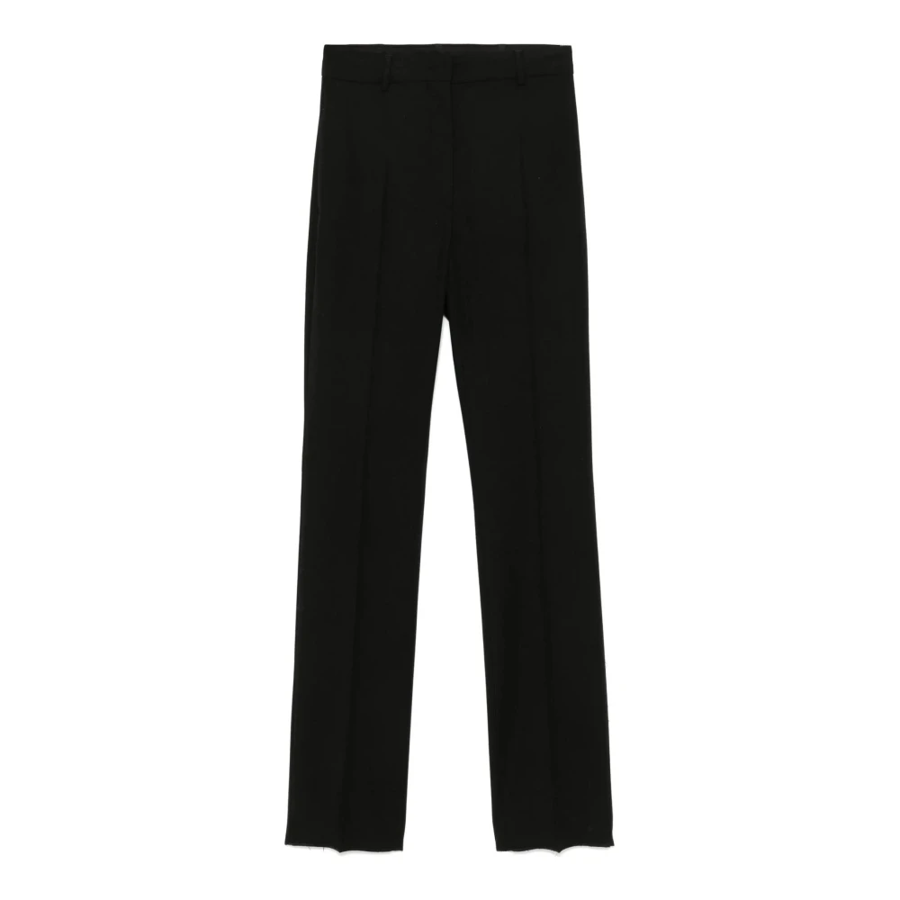 Sportmax Svarta Flanell Slim Byxor med Kristaller Black, Dam