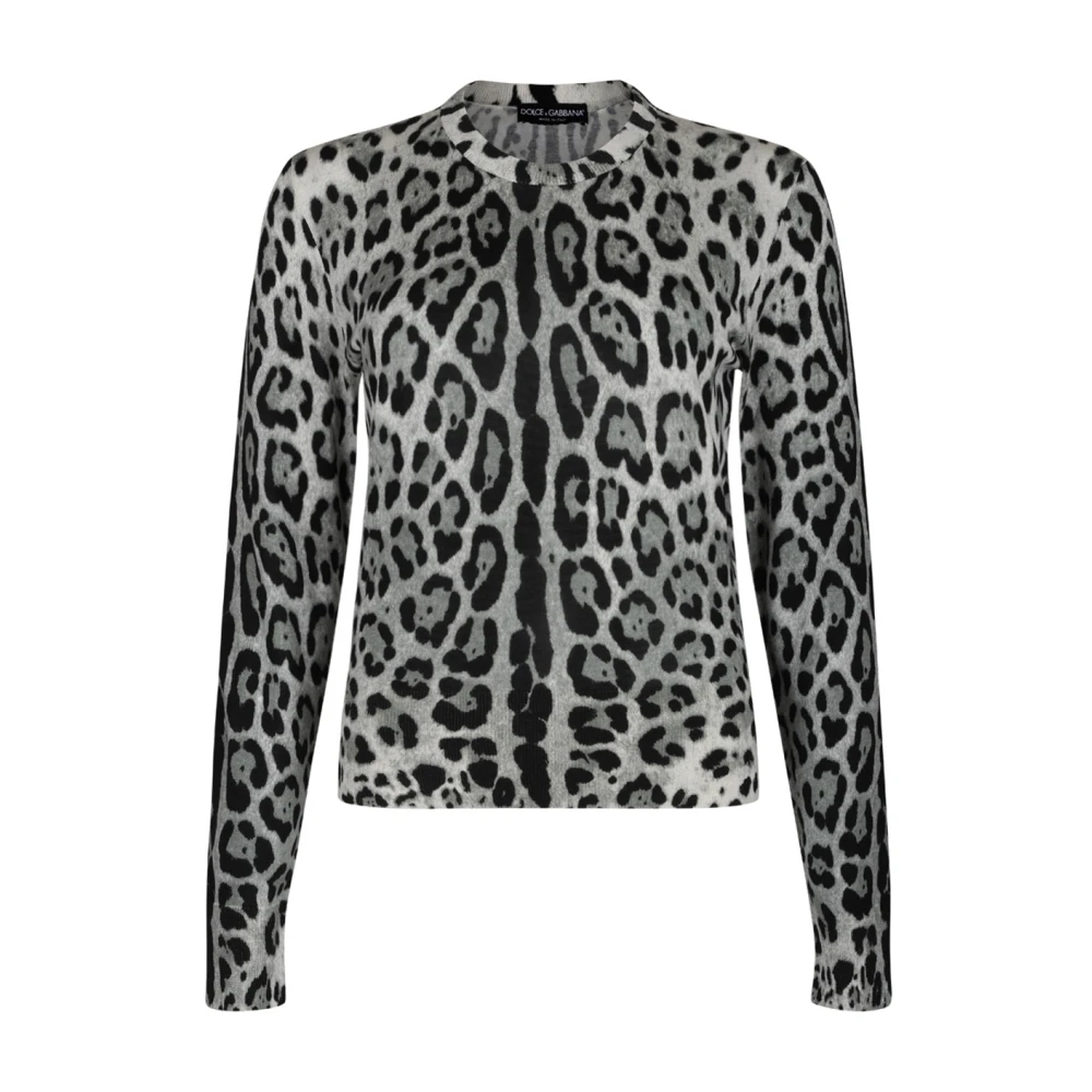 Dolce & Gabbana Stylish Jumpers Collection - Female - Round-Neck Knitwear - Gray - M - Knitwear
