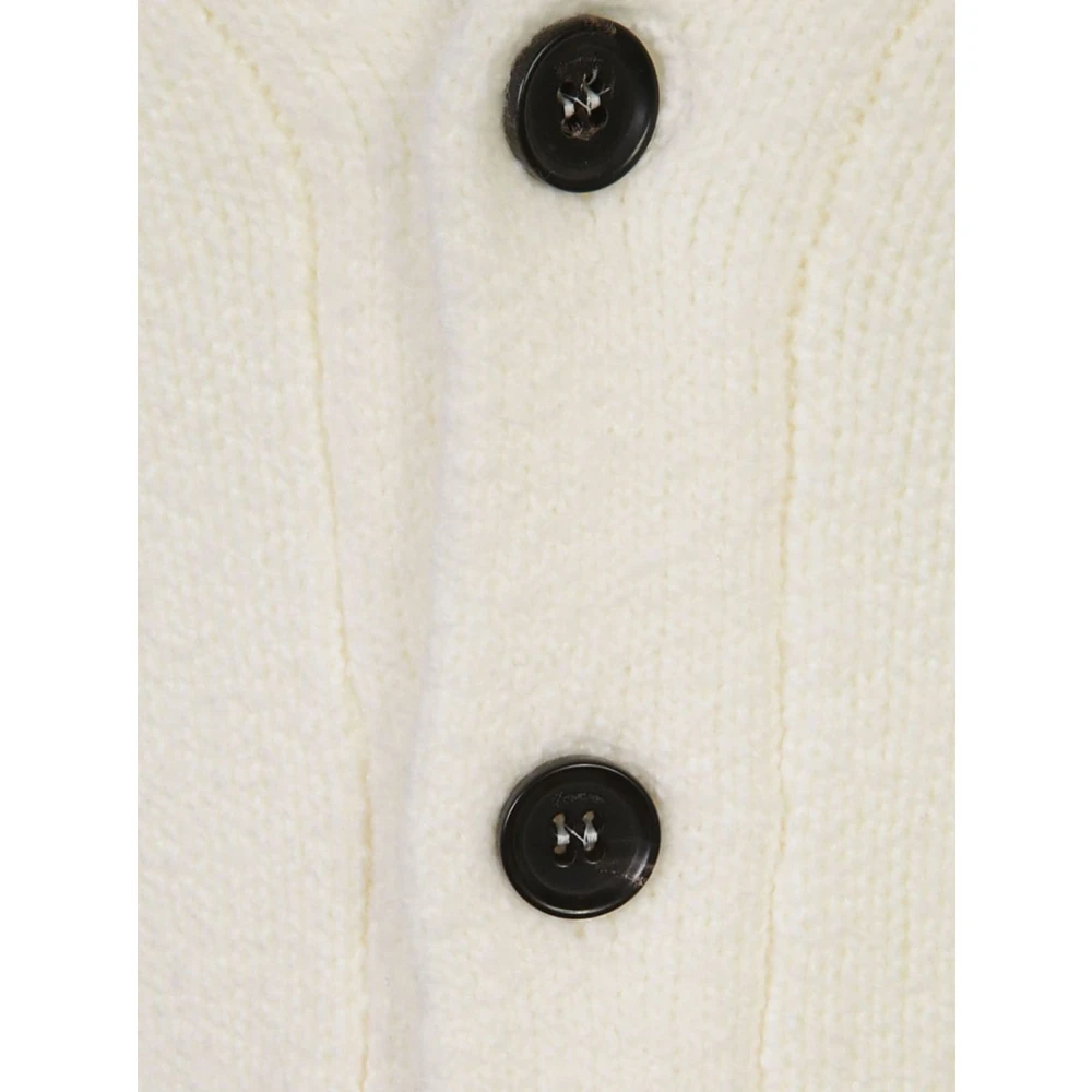 Drumohr Witte Cardigan Sweater met Knopen White Heren