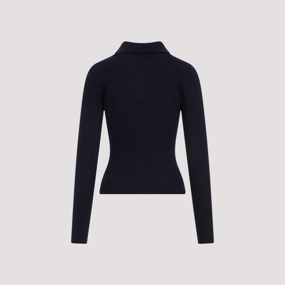 Theory Geribbeld Donkerblauw Poloshirt Blue Dames