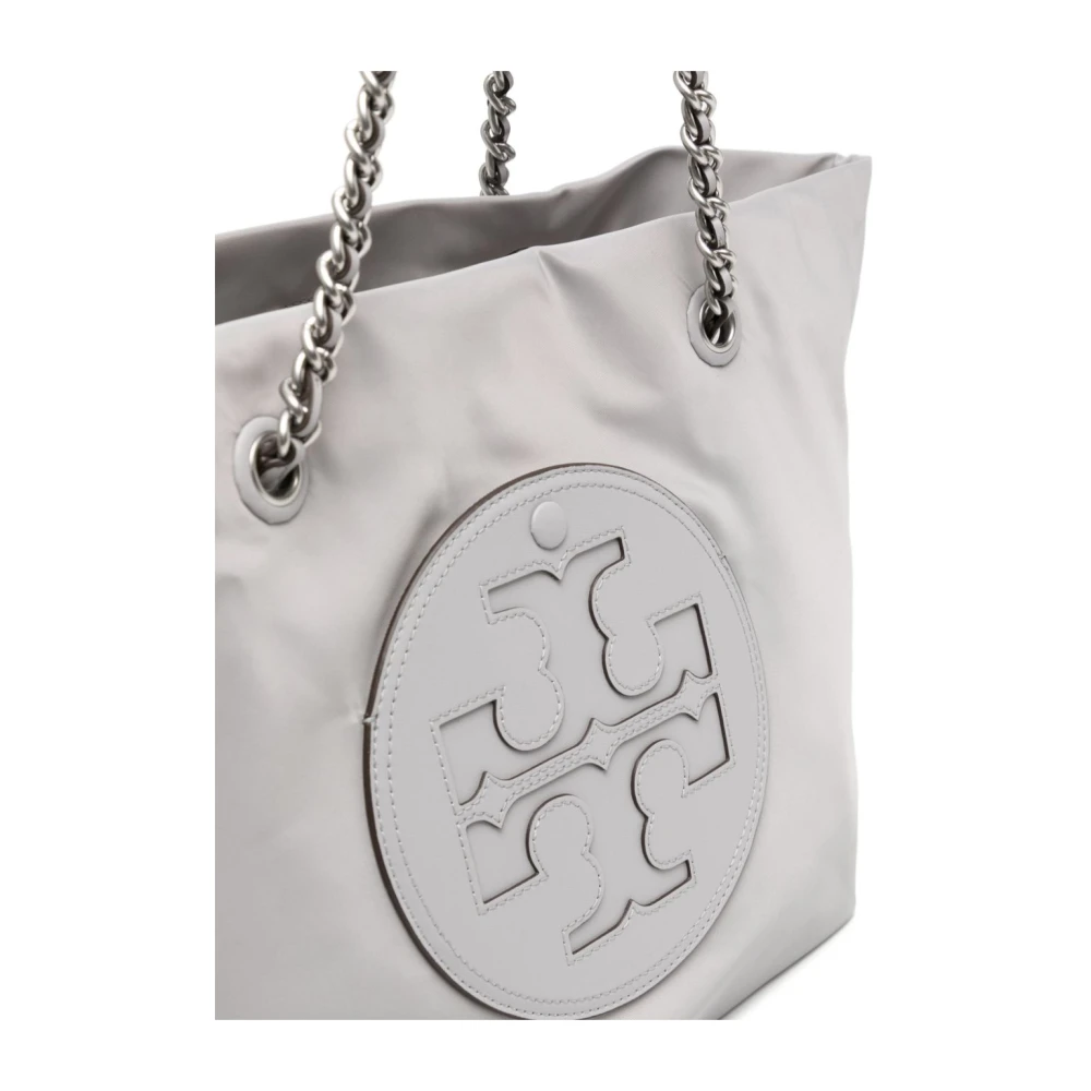 TORY BURCH Stijlvolle Schoudertas met Logo Patch Gray Dames