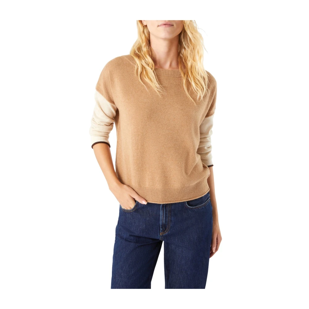 Pennyblack Beige Wol Kasjmier Boxy Sweater Brown Dames