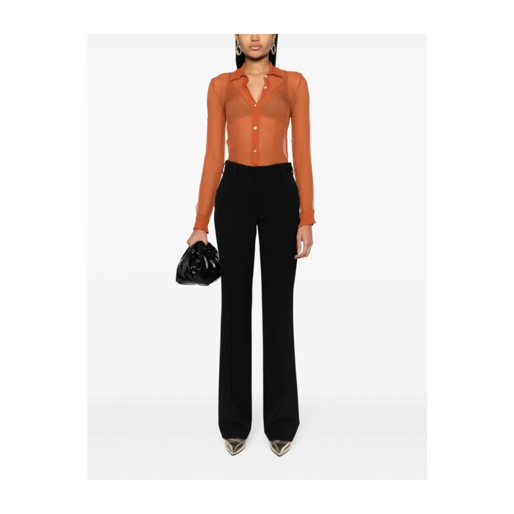 Dries Van Noten Stijlvolle Geweven Broek Black Dames