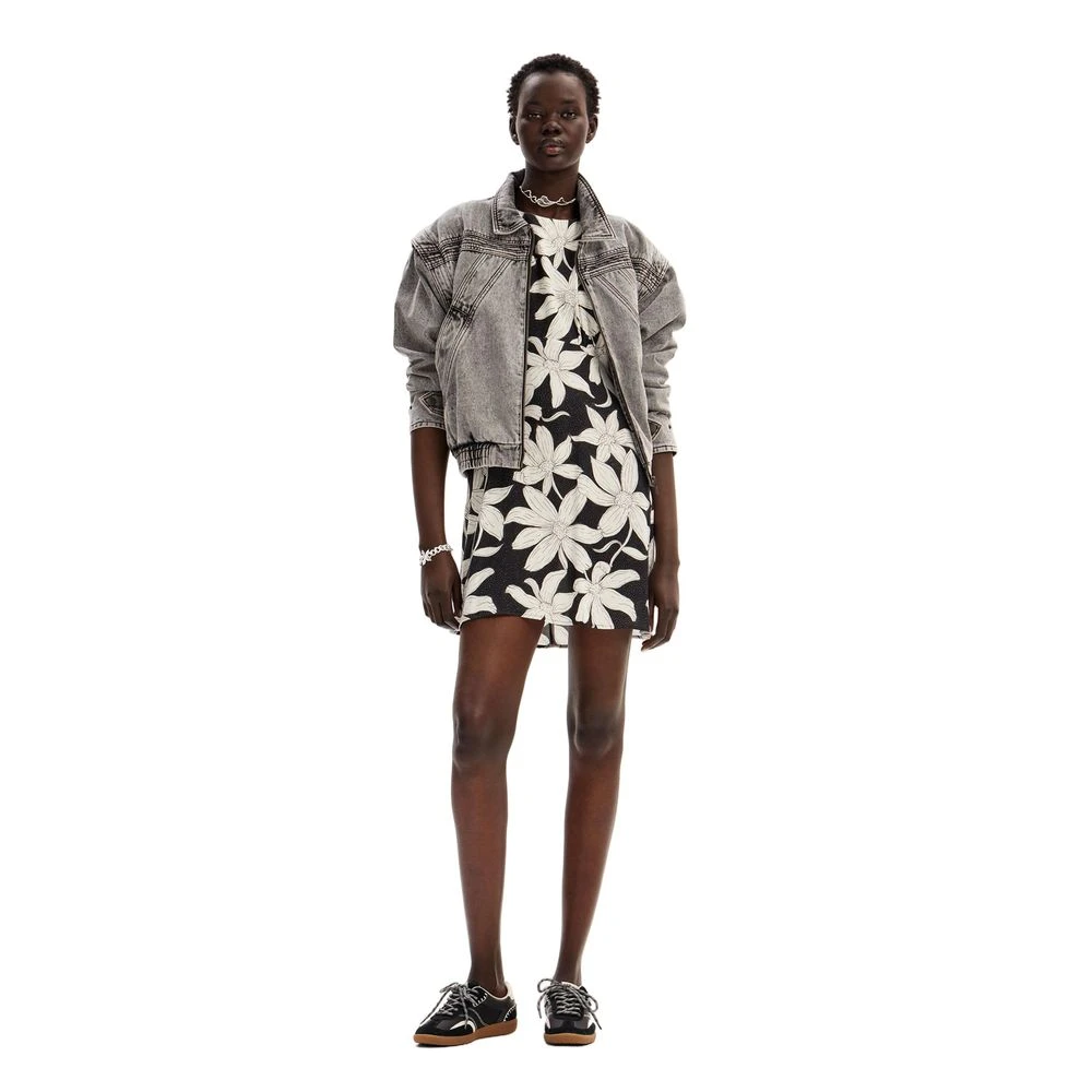 Desigual Zwart Viscose Midi Jurk Lente Zomer Black Dames