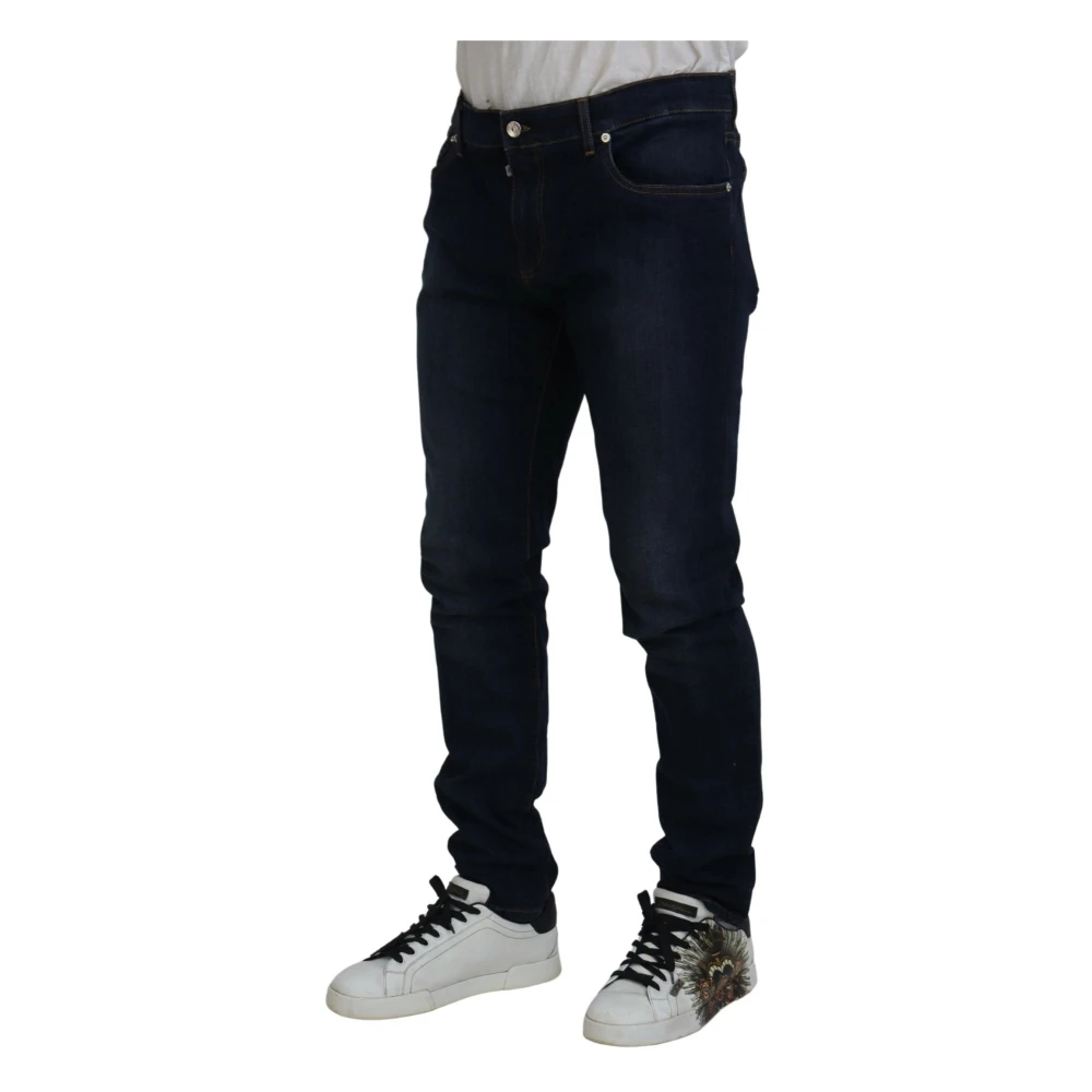 Dolce & Gabbana Donkerblauwe Skinny Stretch Denim Jeans Blue Heren