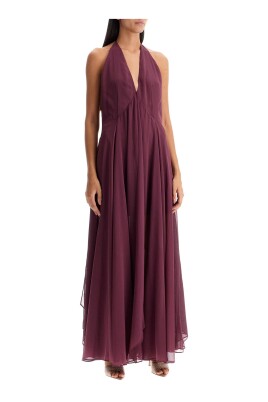backless-chiffon-dress-with-flared-skirt