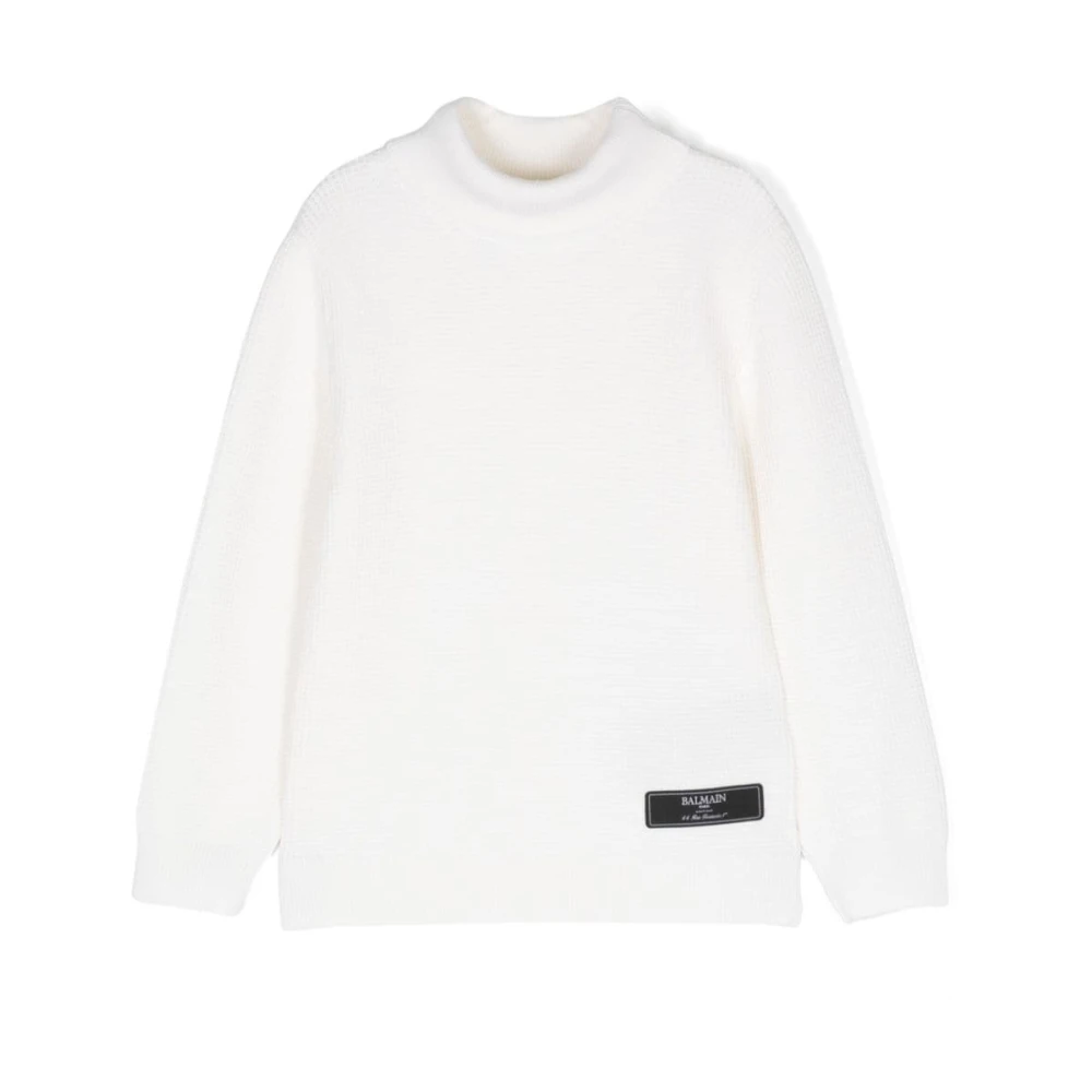 Balmain Boys White Knitwear,, Luxurious Ivory Knitwear For Size 13 Y