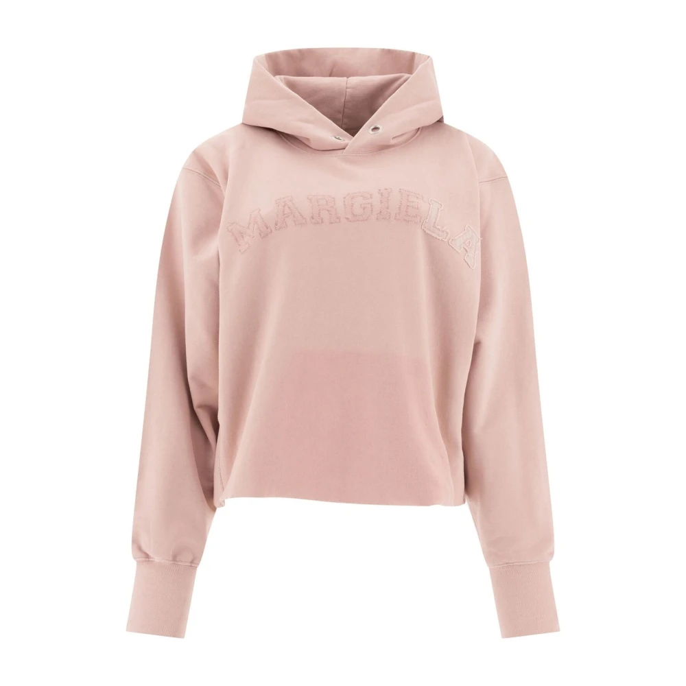 Maison Margiela Logo Sweatshirt met Slouchy Hood Pink Dames