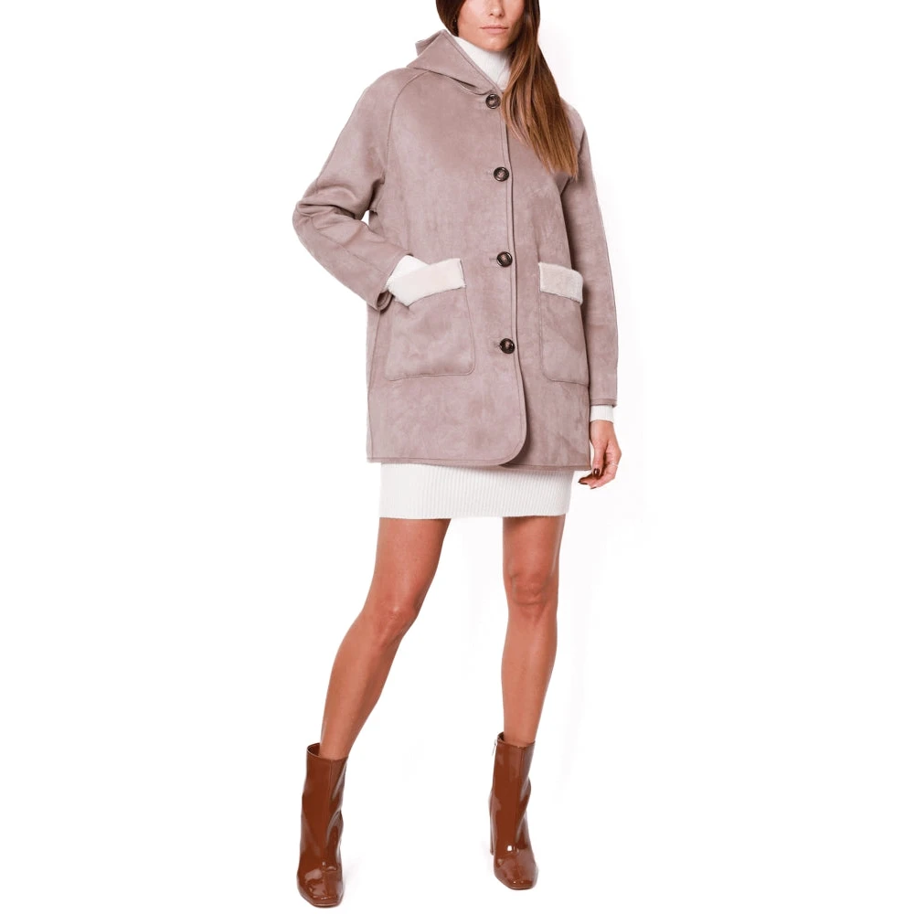Emme DI Marella Omkeerbare Beige Ecomontone Caban Jas Beige Dames