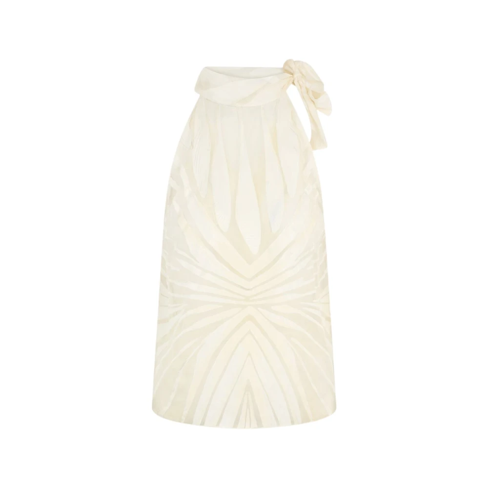 Roberto Cavalli White Sleeveless Tops, Female, S, Top With Ray Devoré Print