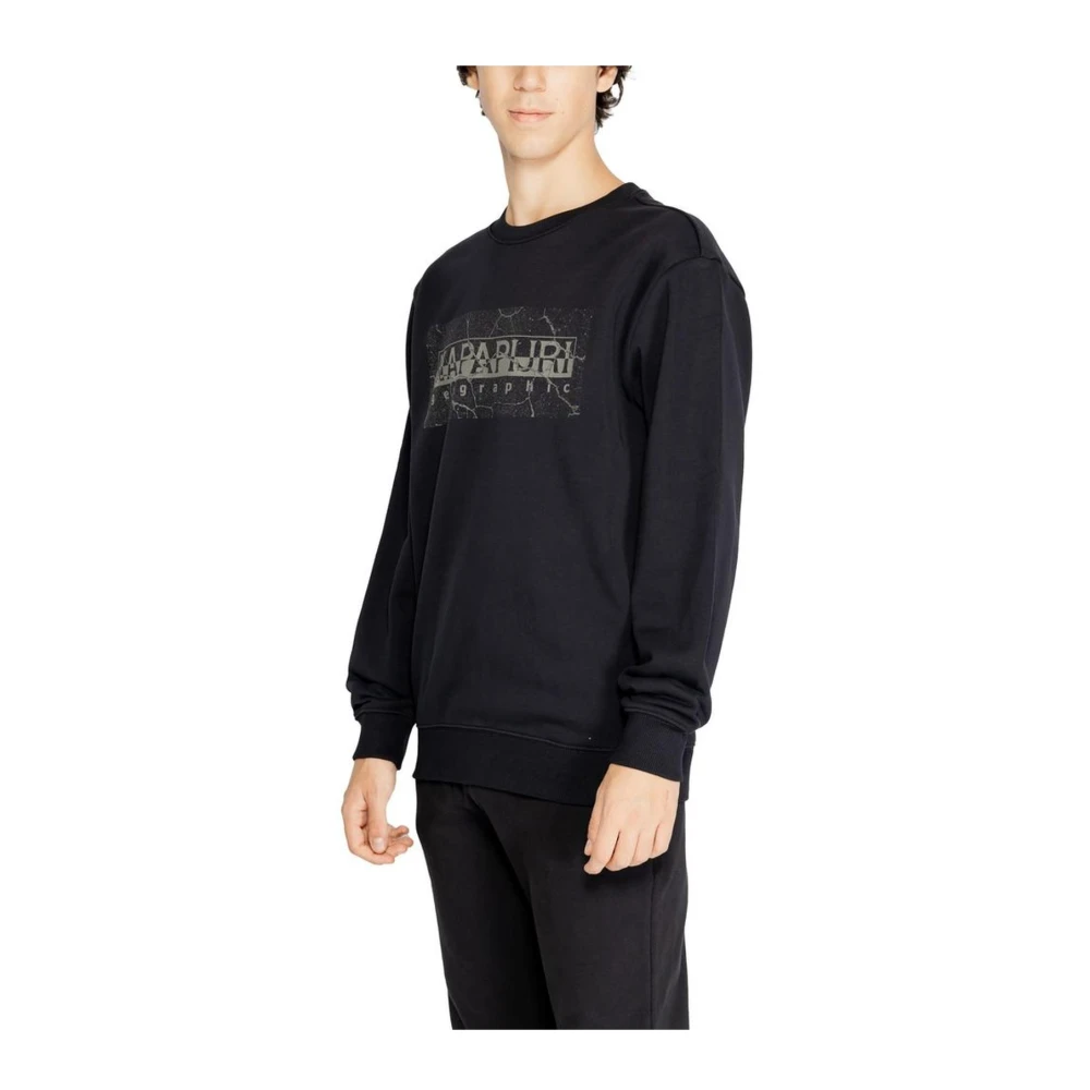 Napapijri Zwarte Katoenmix Sweater Mannen Herfst Winter Black Heren