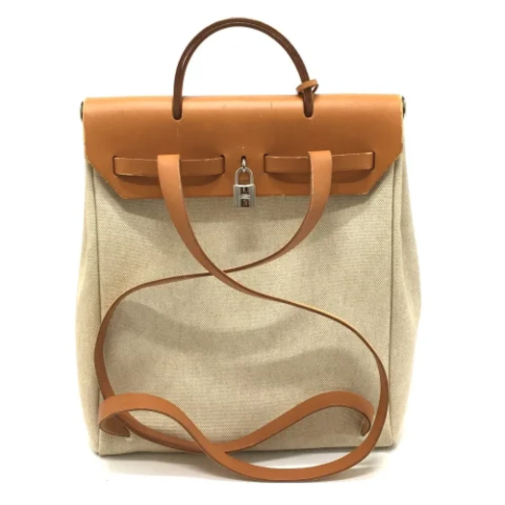 Hermès Vintage Pre-owned Leather backpacks Beige Dames